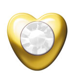 24ct Gold Plated Heart Stones (April / Crystal)