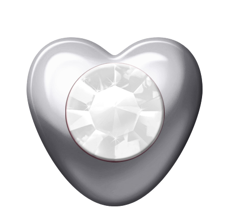 Polished White Heart Stones (April / Crystal) 1 Polished White Heart Stones (April / Crystal)
