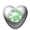 Polished White Heart Stones (August / Peridot)